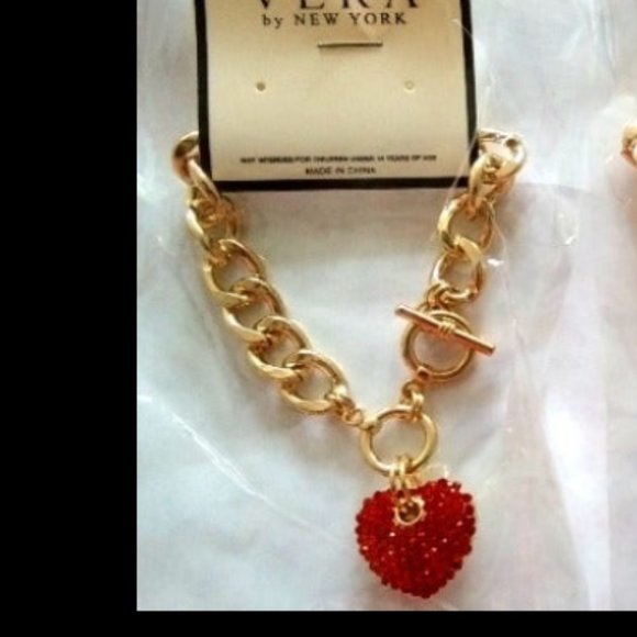 Ladies Nice Holiday Birthday Gold Chain Link Heart Rhinestone Bracelets - Picture 1 of 5